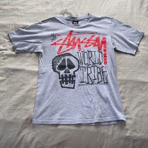 Stussy grey world tour tshirt